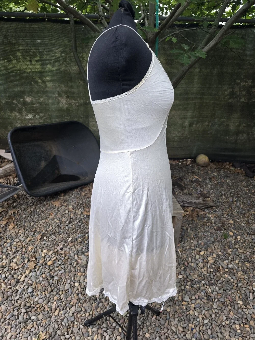 Vtg 70's Sears Cream Lace Nylon Slip Dress Cottagecore Fairycore Ethereal Bridal - Picture 3 of 9